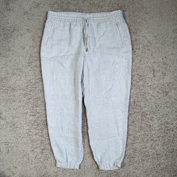 Athleta Retreat Linen Jogger Pants Womens XL Cream Lightweight Pockets - Picture 1 of 11